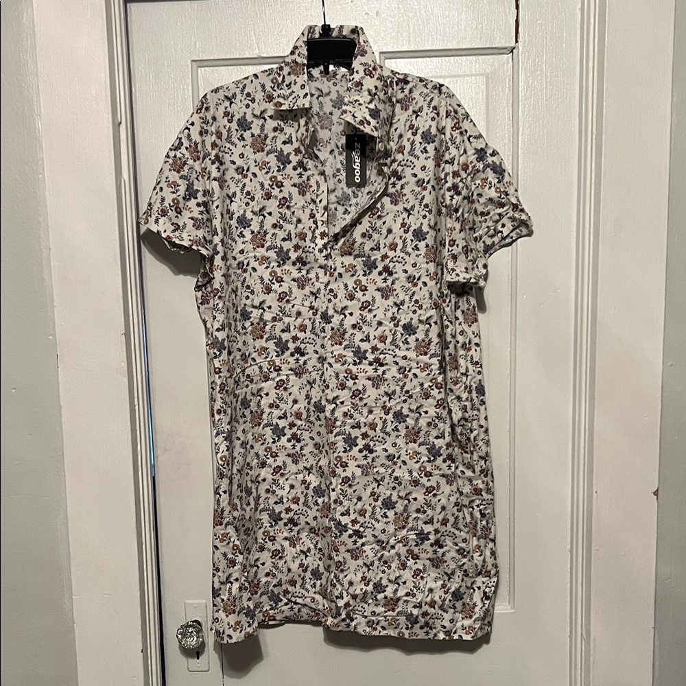 Zeagoo women’s Floral dress- White and Brown. Very cute with pockets!